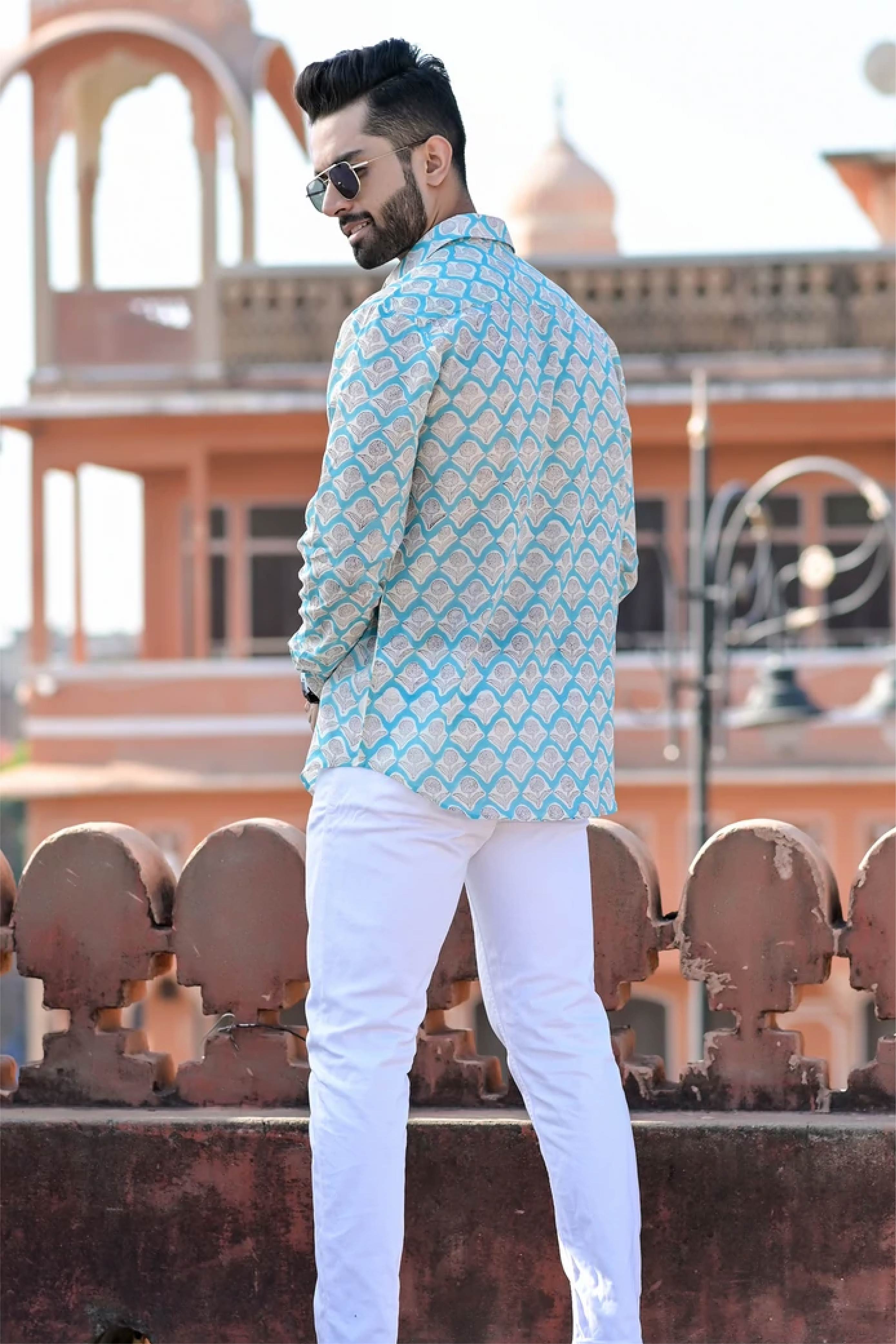 Shirt Full Sleeve Mens Leafage Green