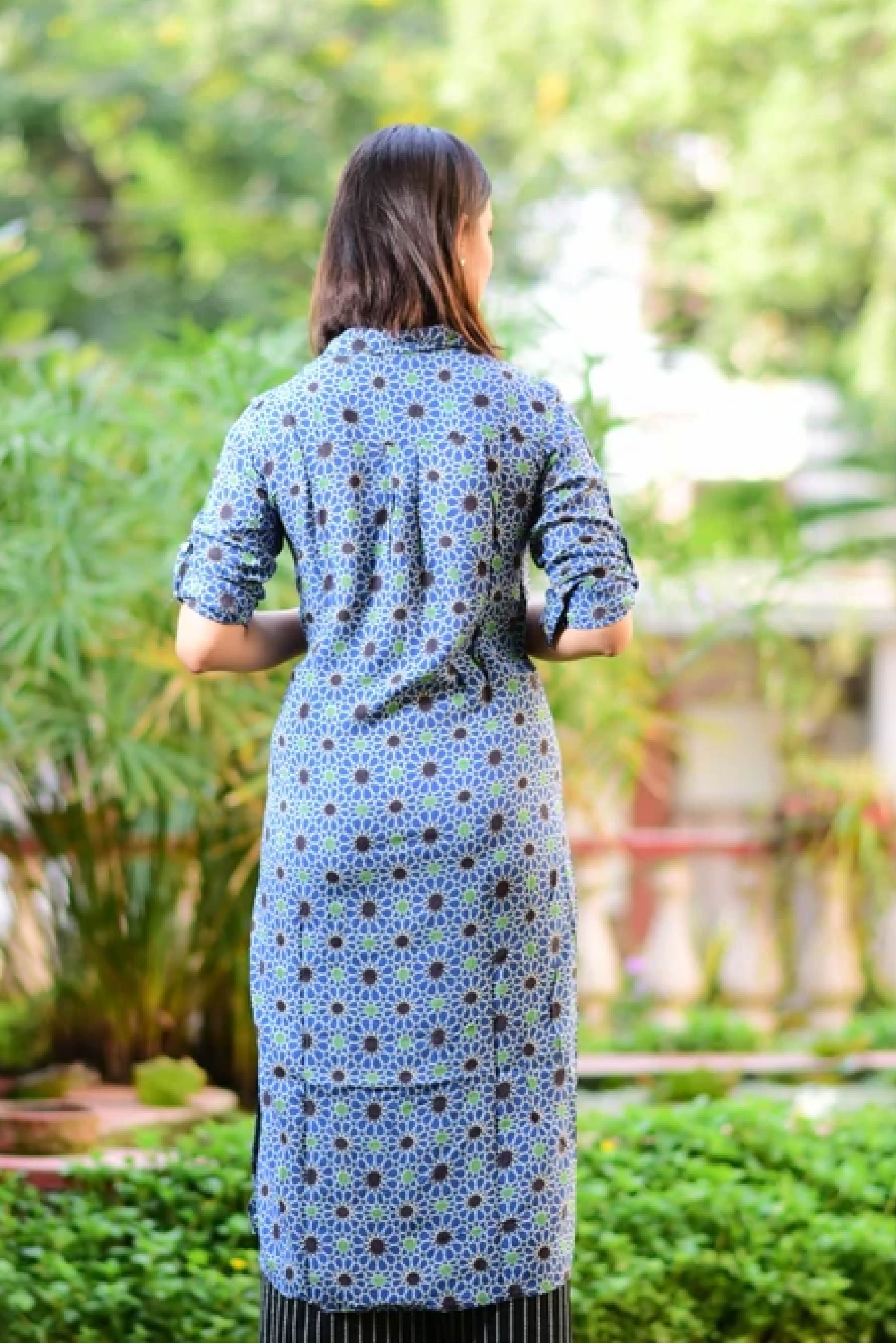 Women Starry Blue Long Dress Robe