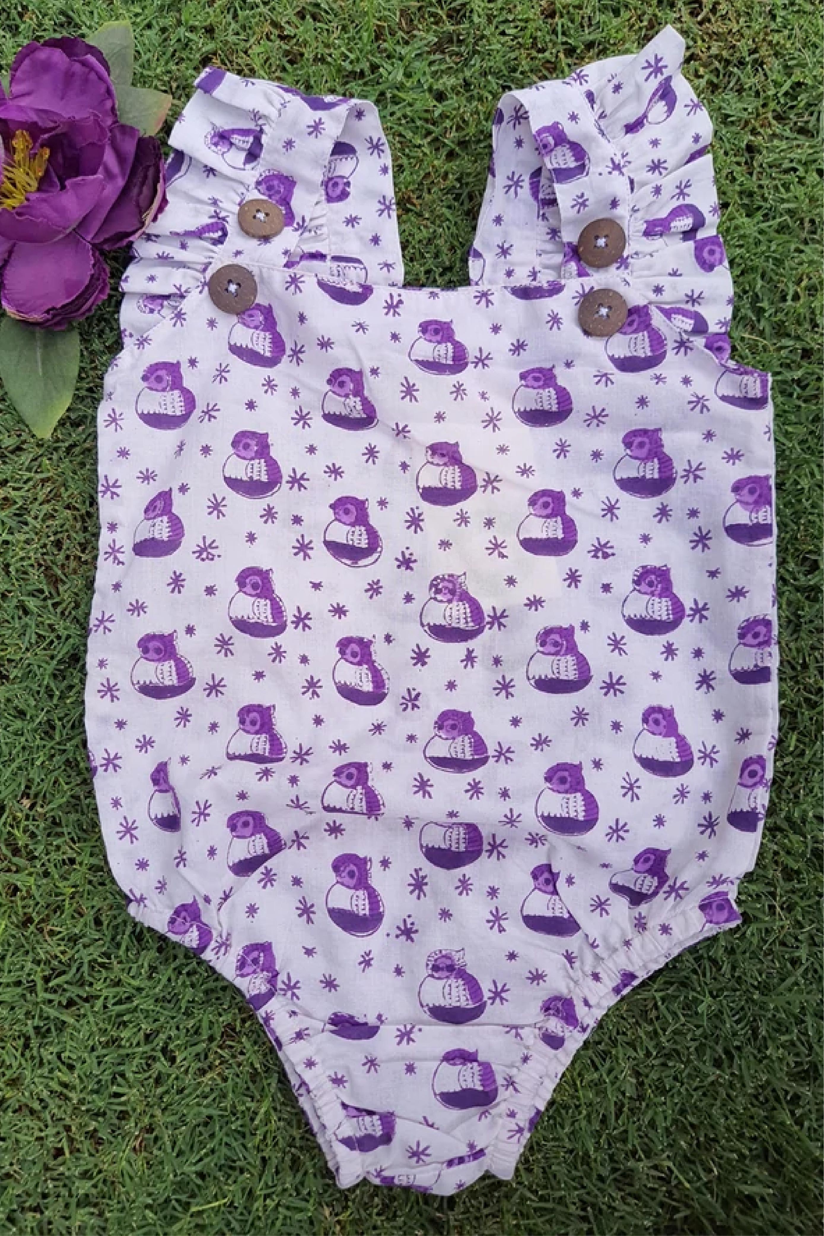 Purple Owl Infant Rompers