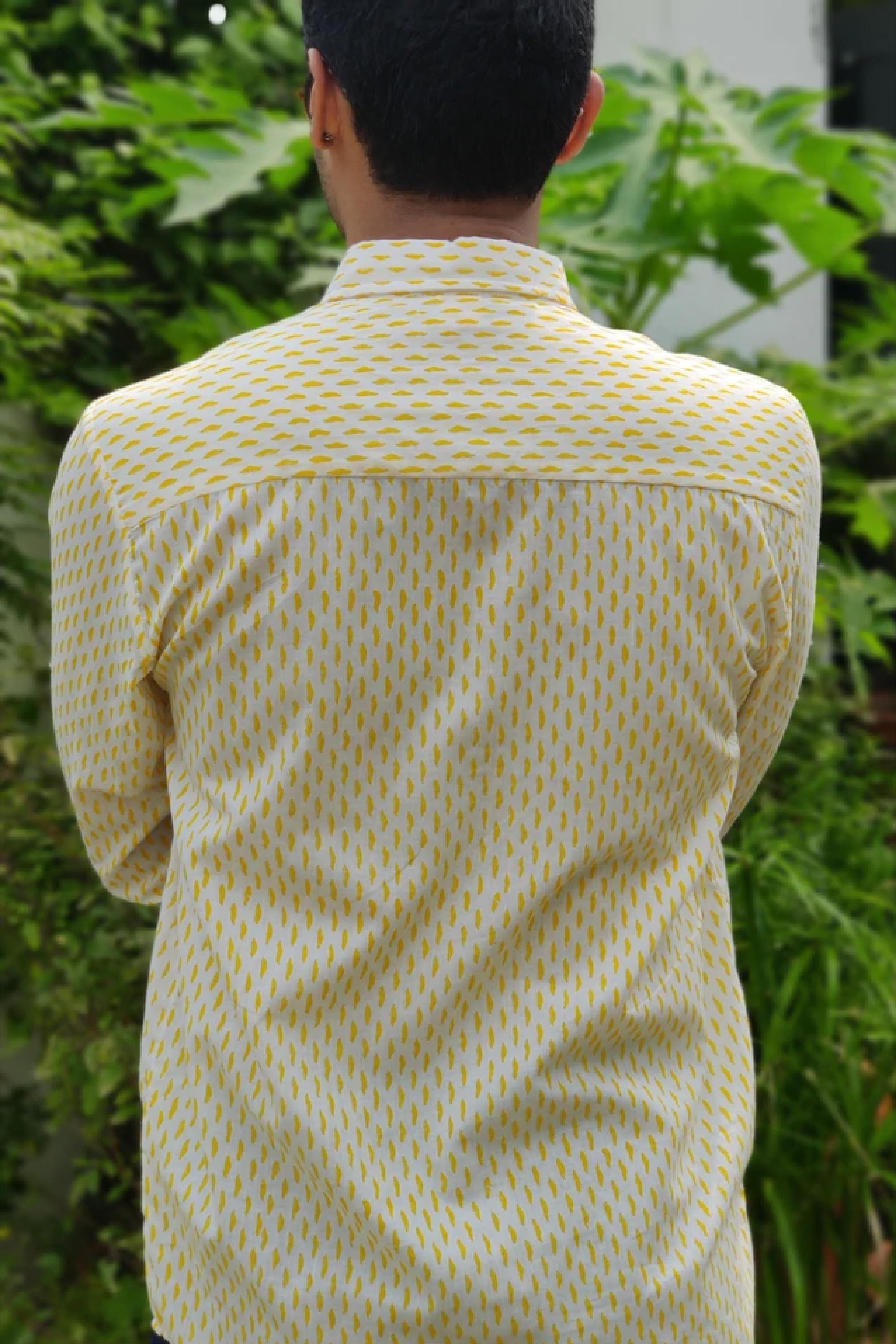 Men Yellow Dot Full Sleeve Shirt