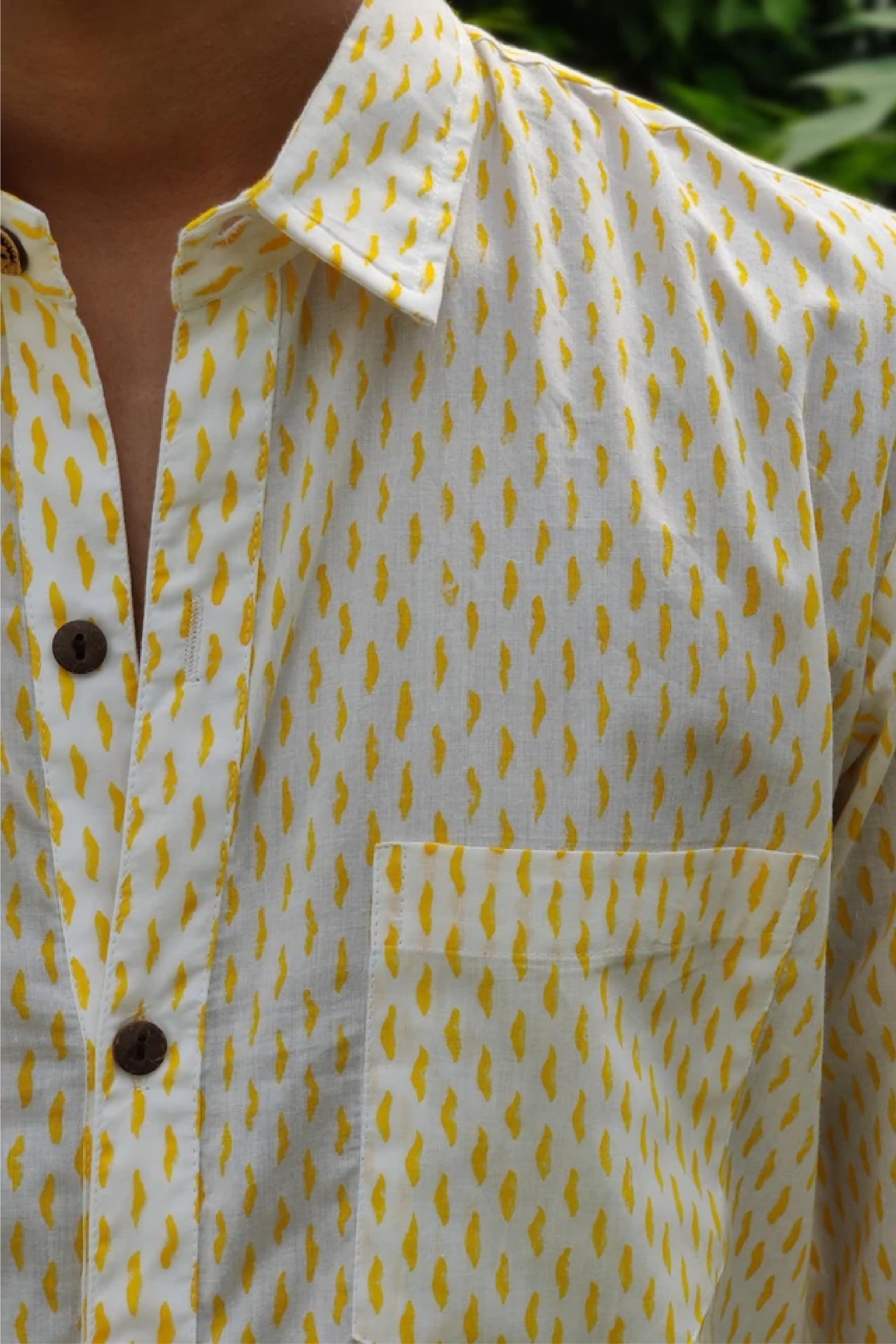 Men Yellow Dot Full Sleeve Shirt