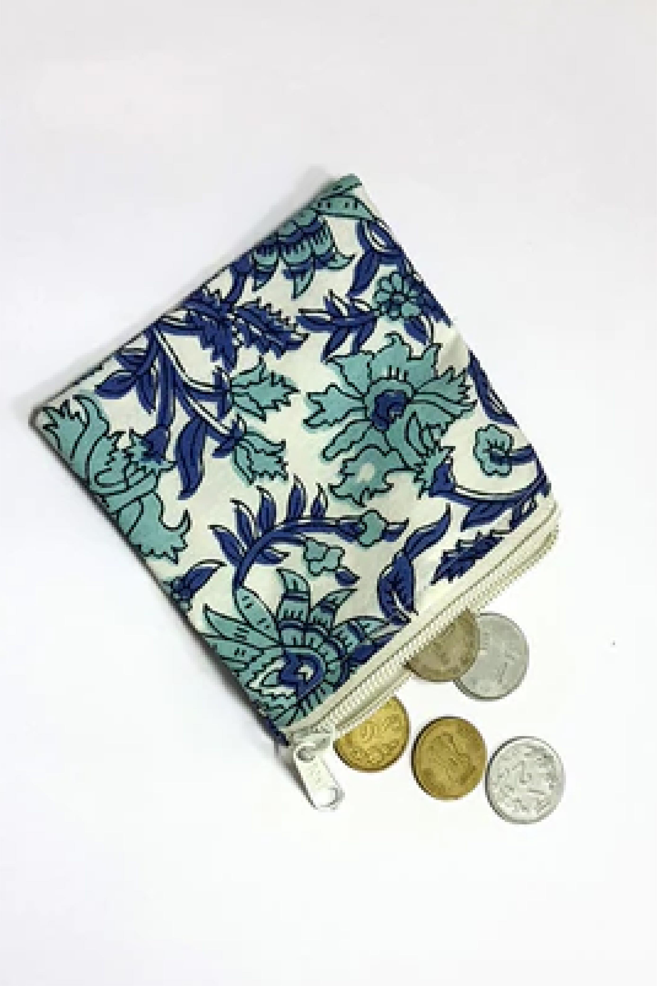 Floral Jaal Teal - Coin Pouch