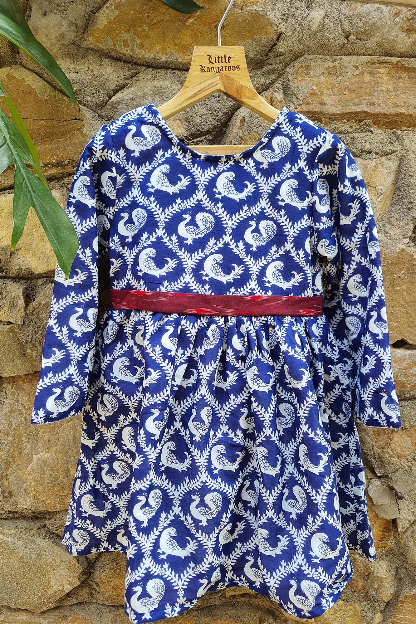 Girls Indigo Belted Frock