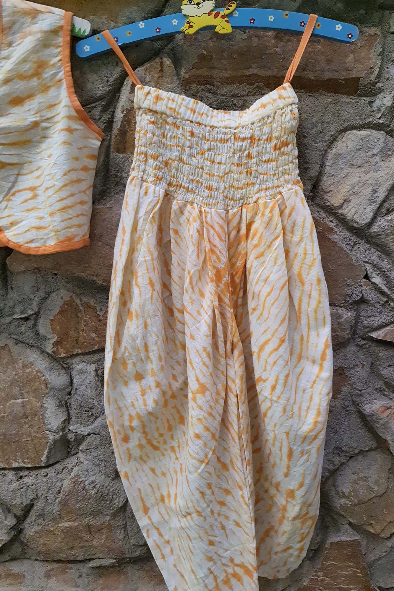 Girls Orange Shibori Dhoti