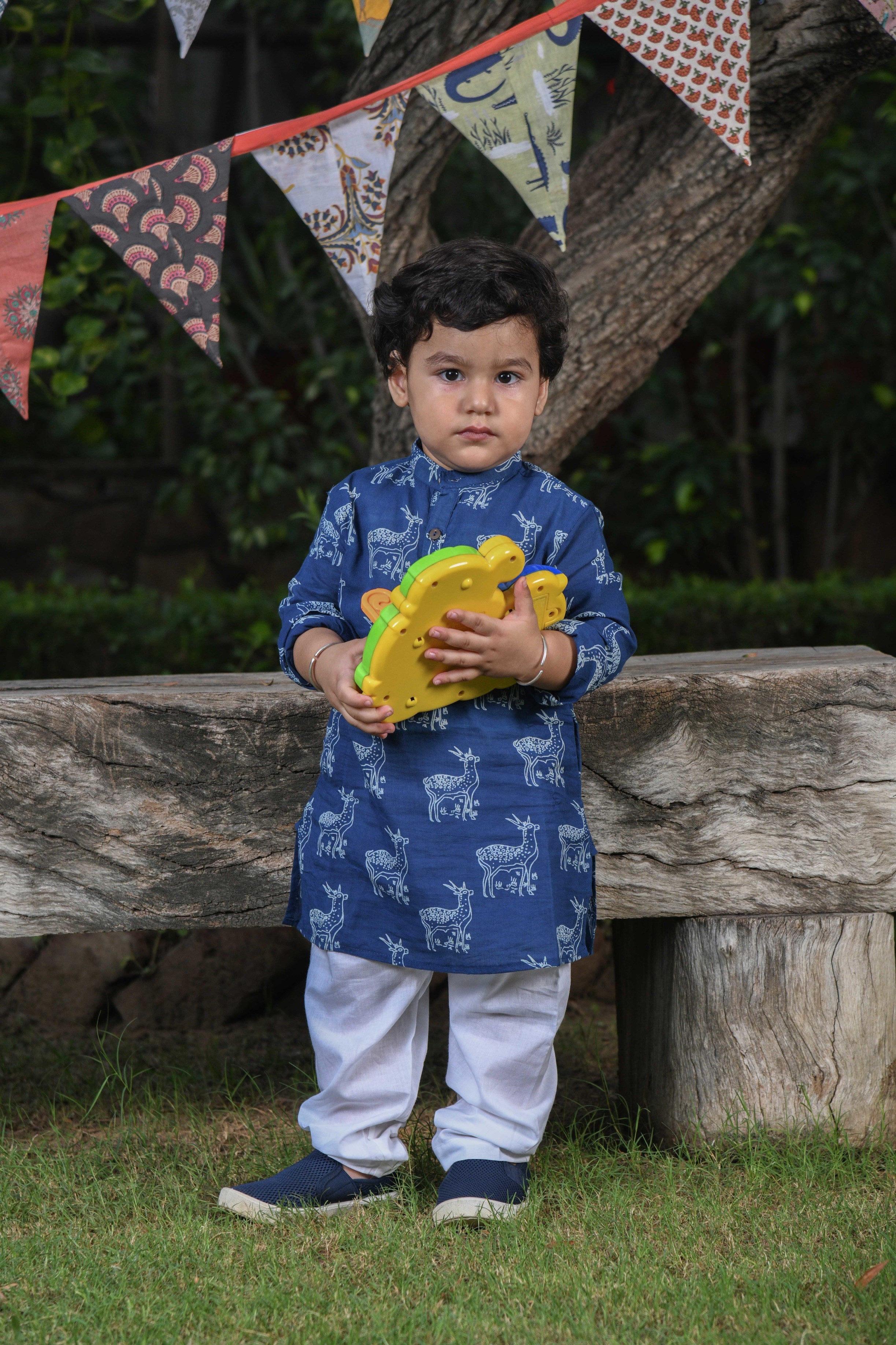 Boy Reindeer Indigo Kurta