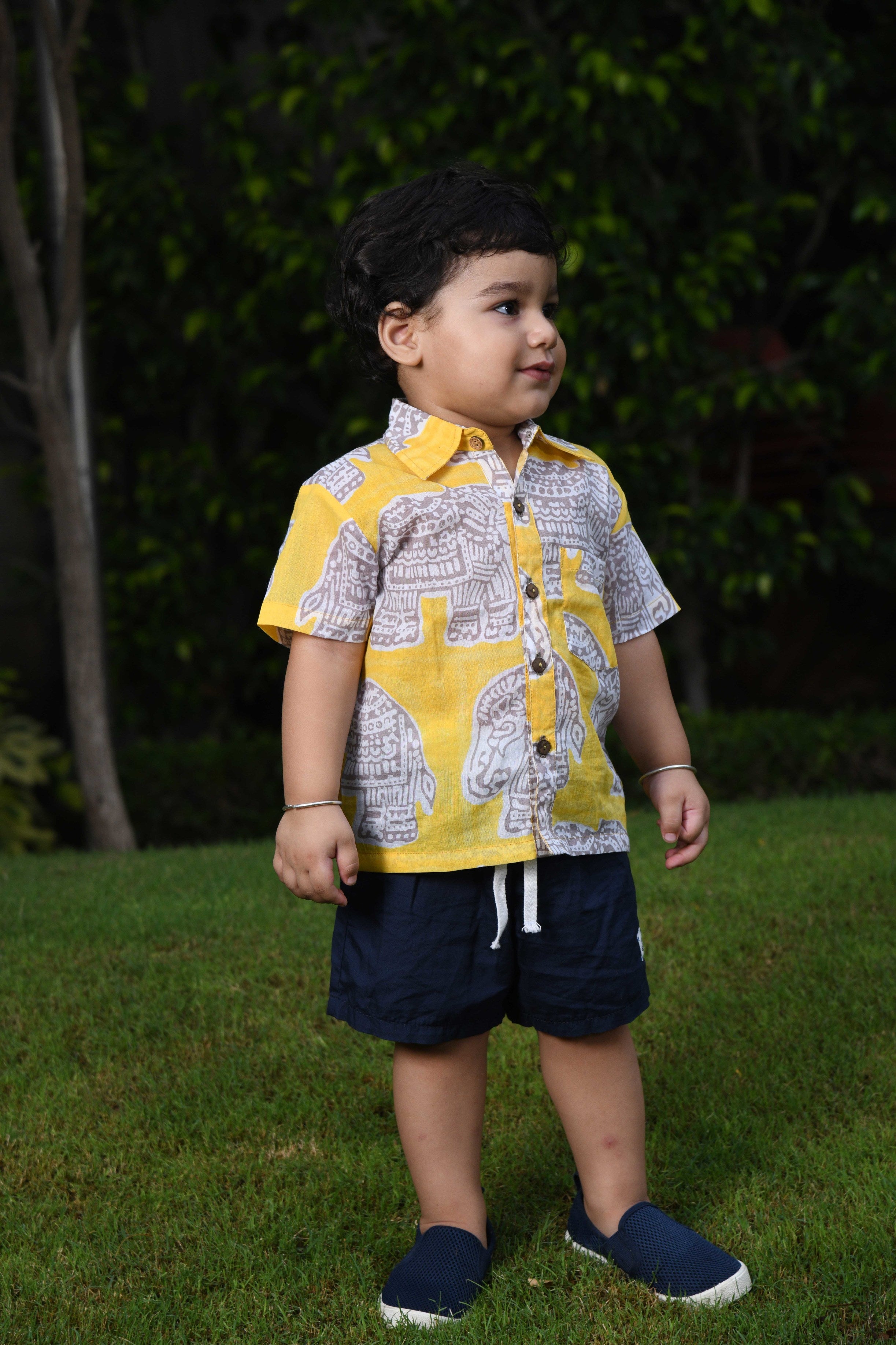 Boy Elephant Yellow Print
