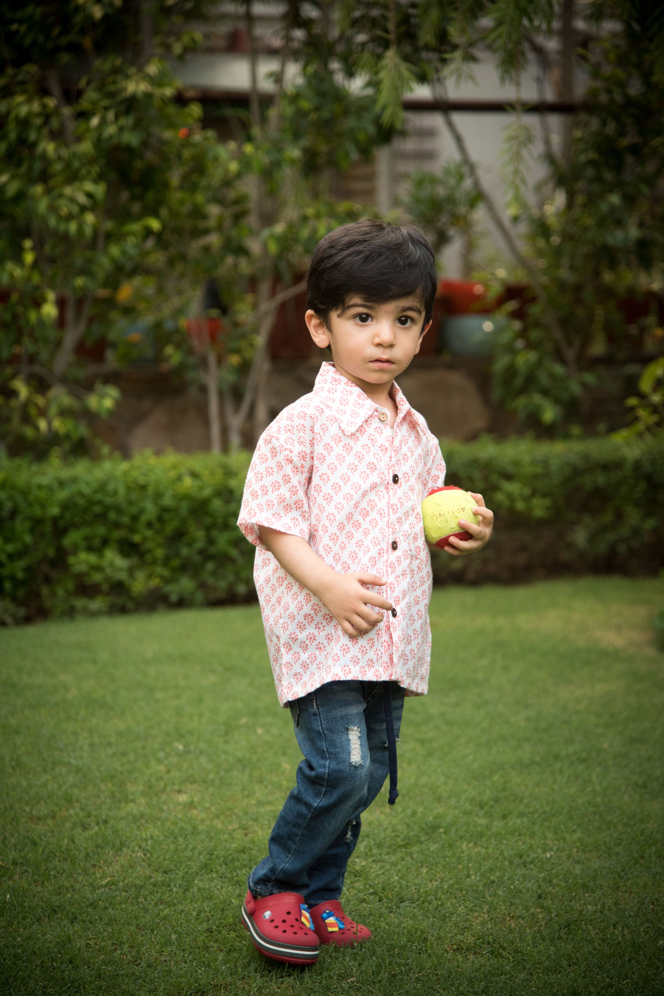 Peach Floral Boys Shirt