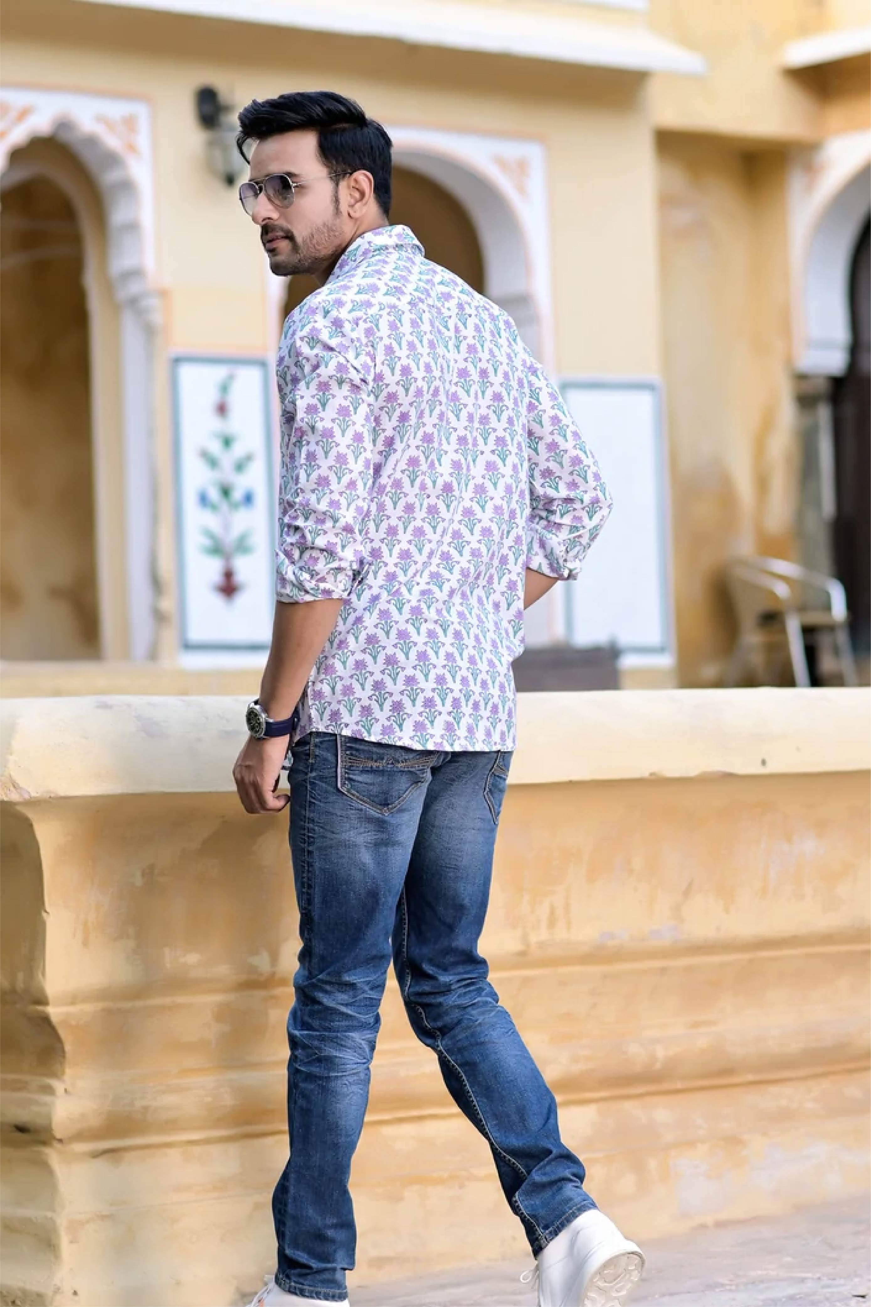 Shirt Full Sleeve Mens Purple Booti