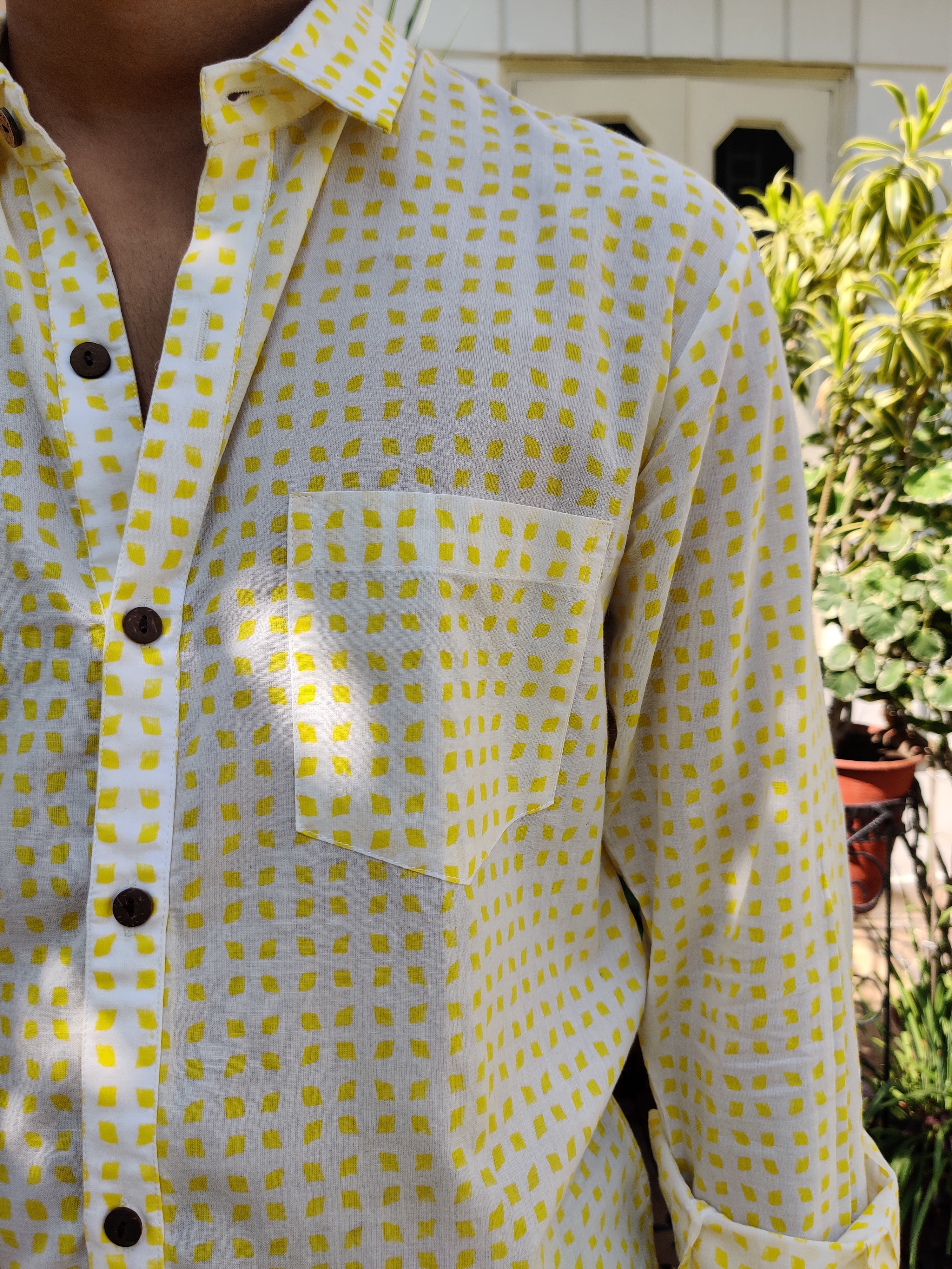 Men Yellow Diamond Full Sleeve Shirt