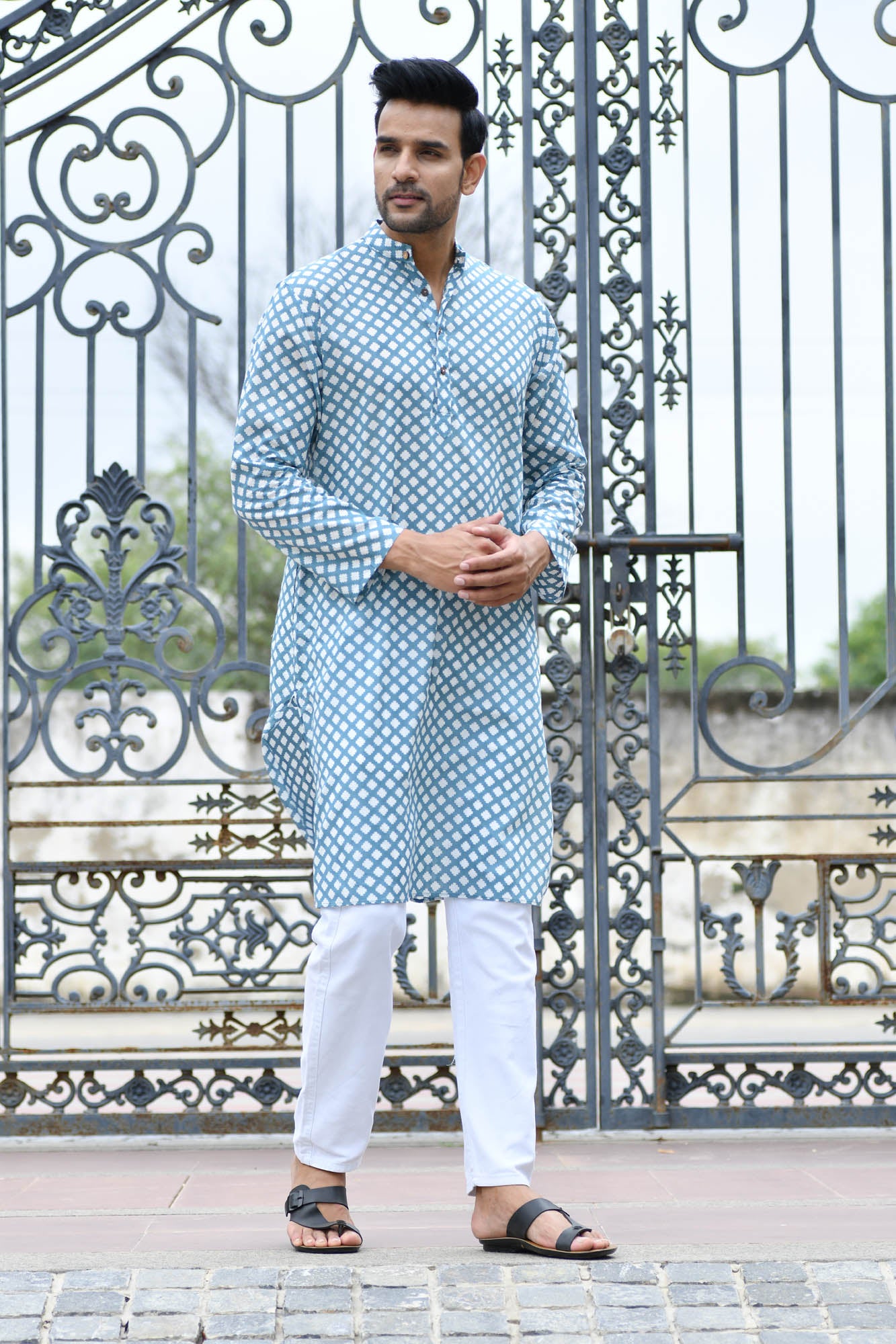Kurta Long Mens Moroccon Grey