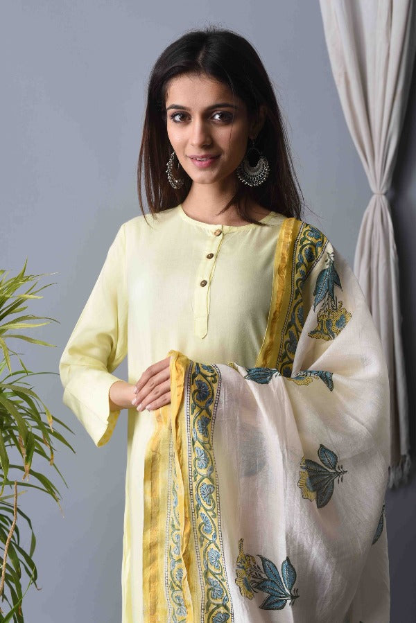 Kurta Set of 2 Women "Nargis" Yellow