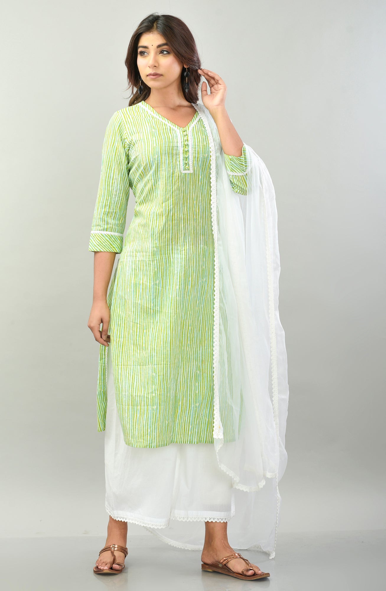 French Stripes Green Suit Set/3