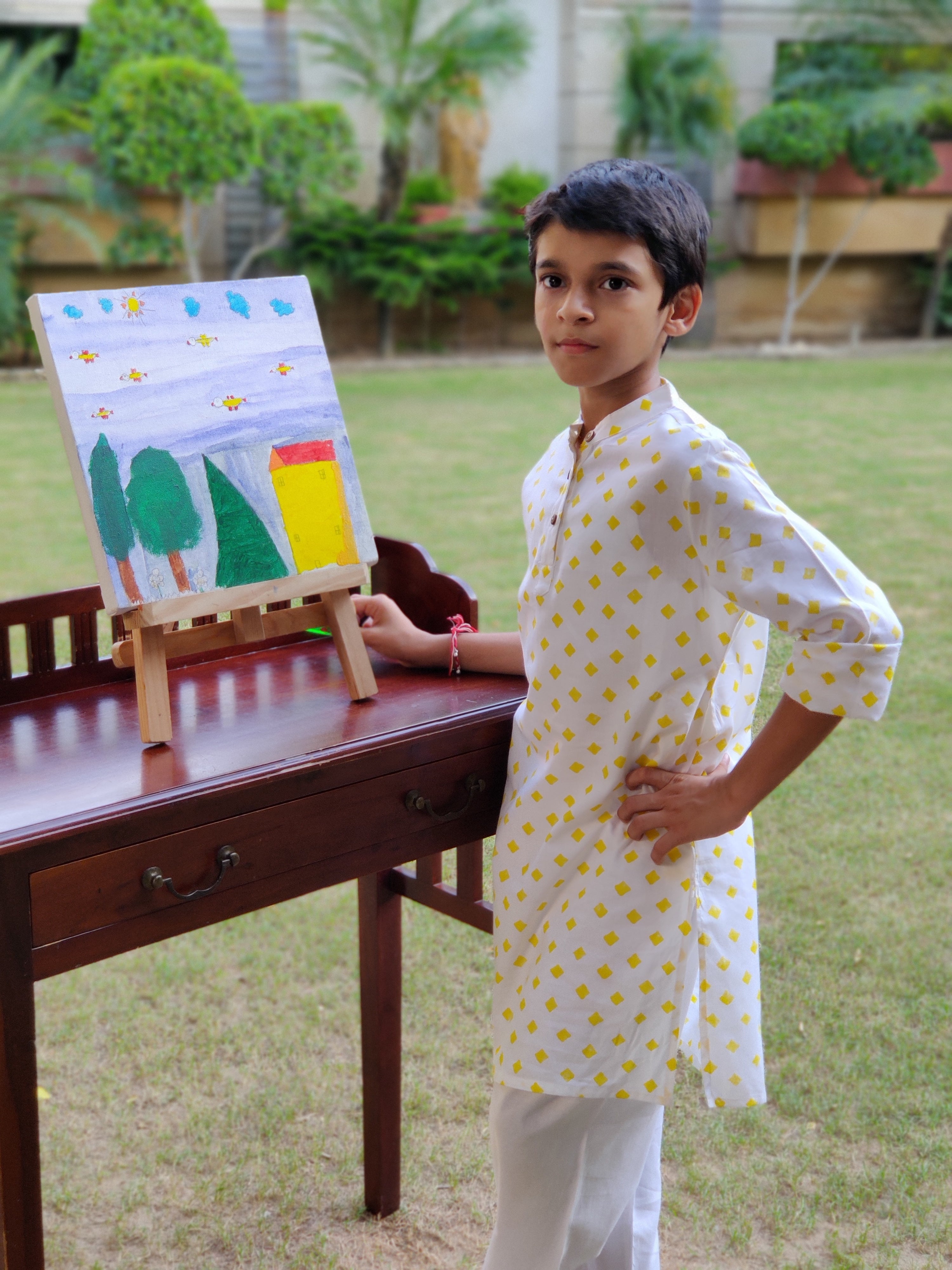 Boys Diamond Yellow Kurta