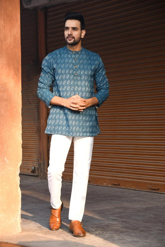 Blue Kantha Short Kurta