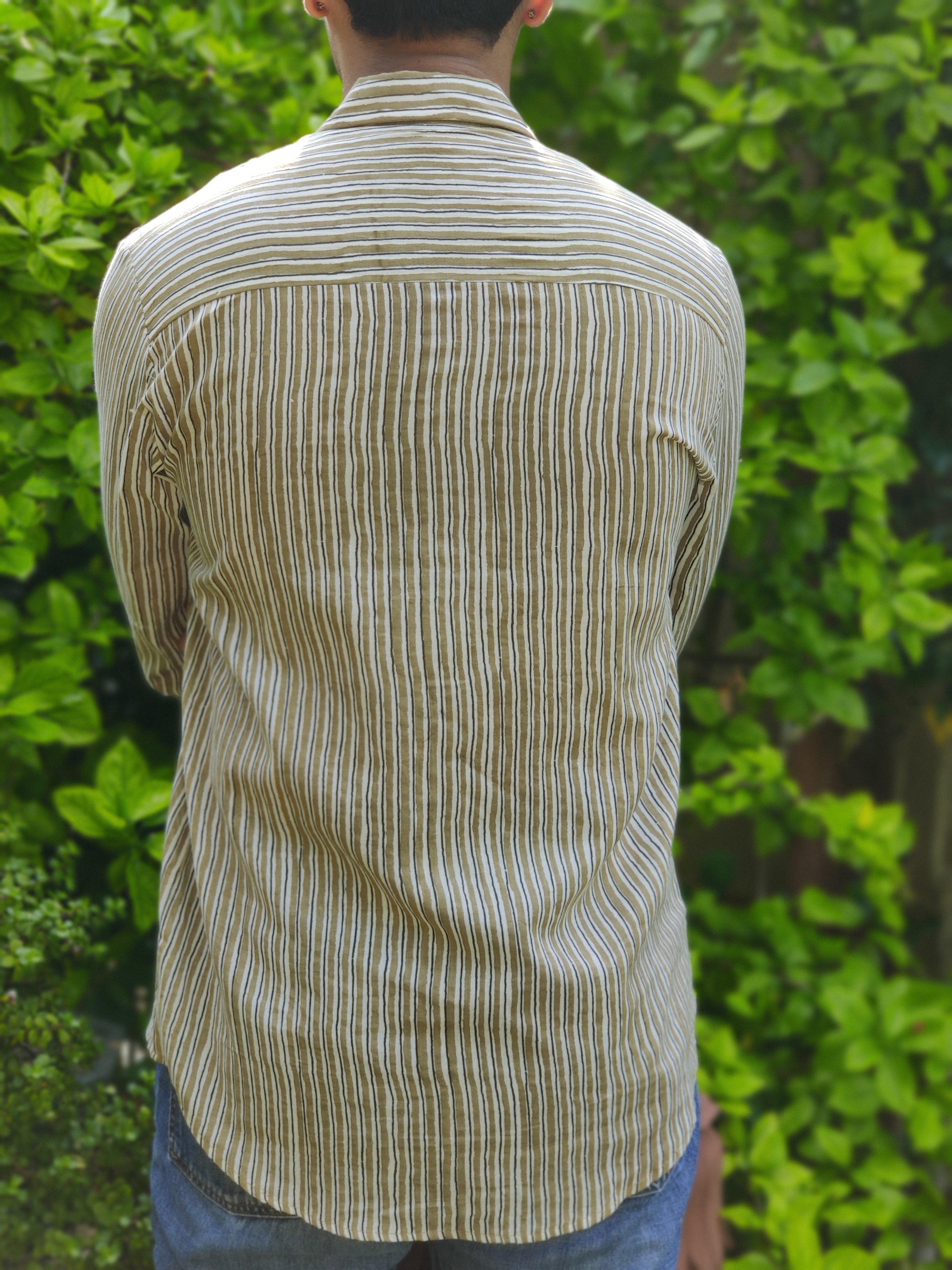 Men Full Sleeve Shirt Brown Stripes