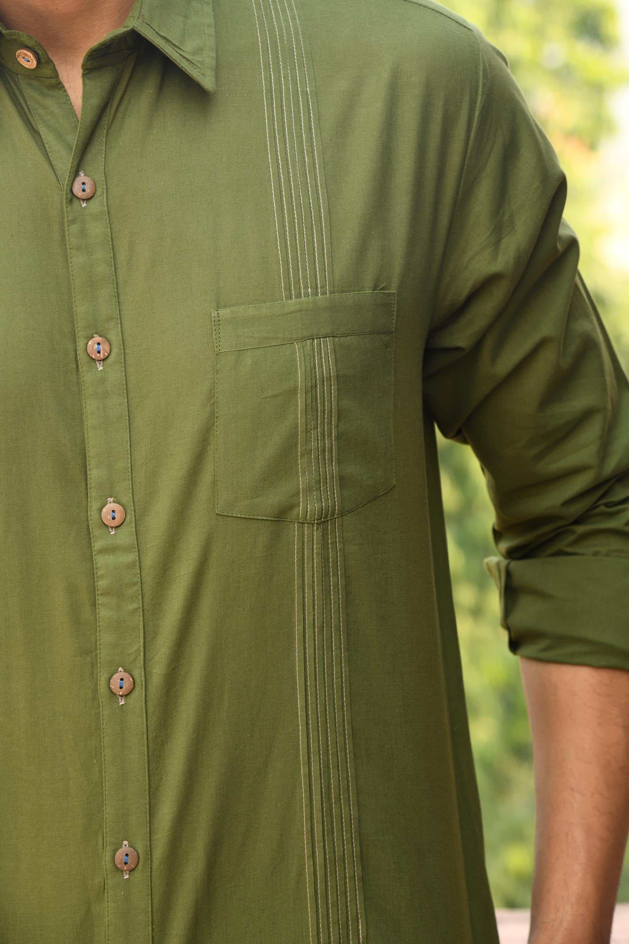 Shirt Full Sleeve Mens Olive Green
