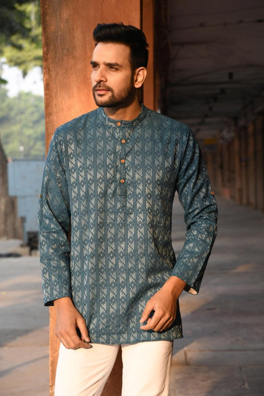 Blue Kantha Short Kurta