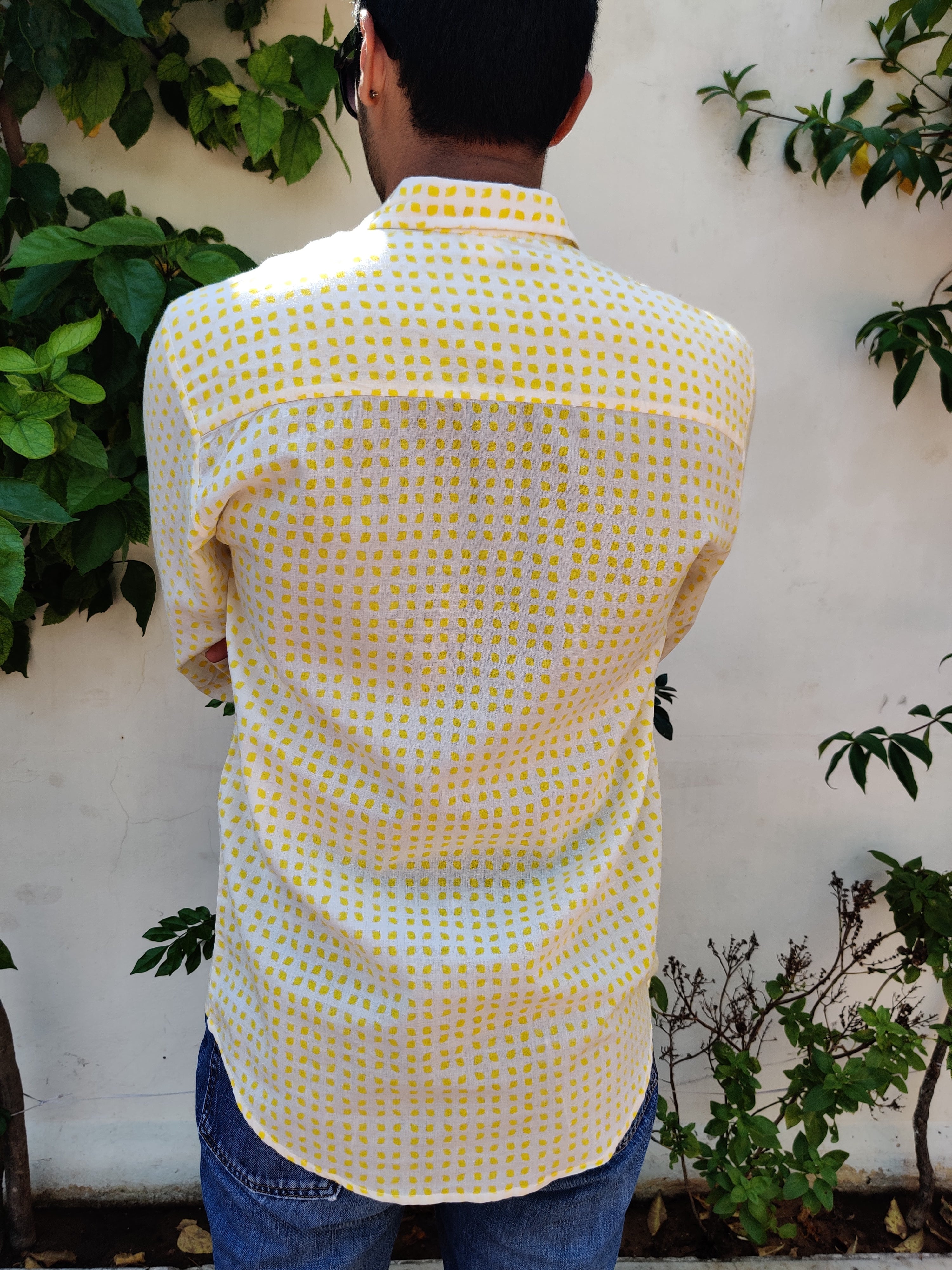 Men Yellow Diamond Full Sleeve Shirt