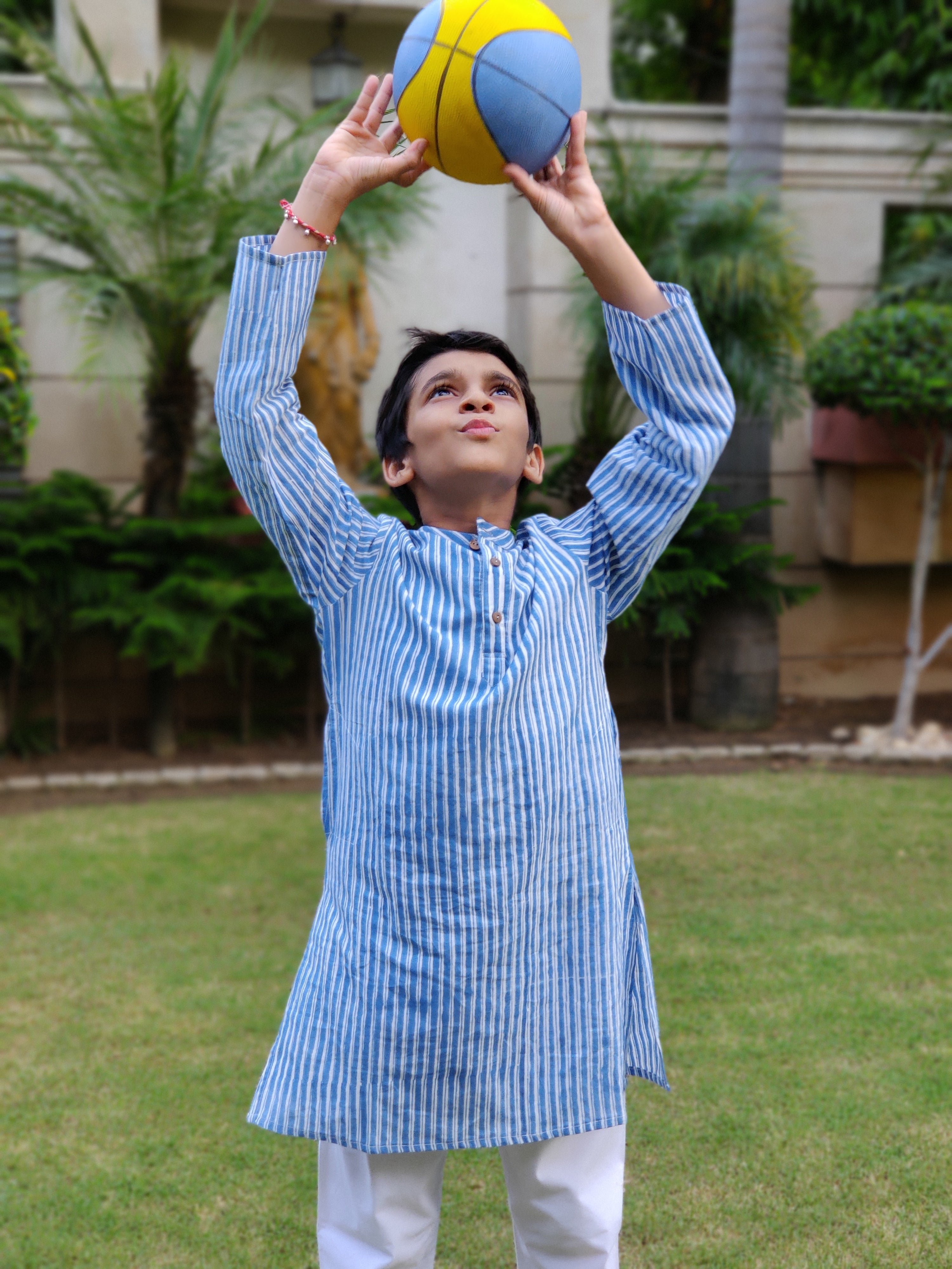 Boy Stripes Blue Kurta