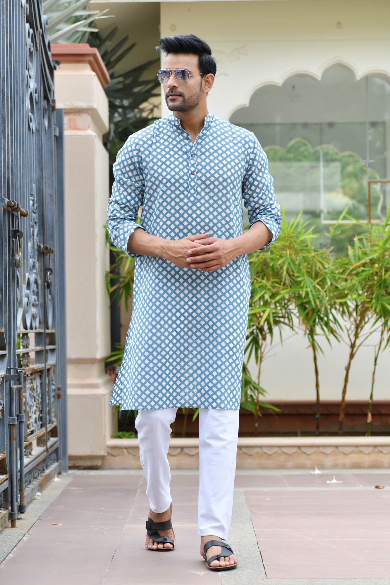 Kurta Long Mens Moroccon Grey