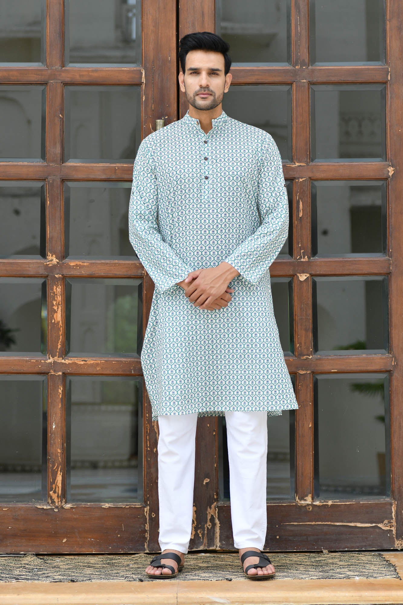 Kurta Long Mens Mehrab Green