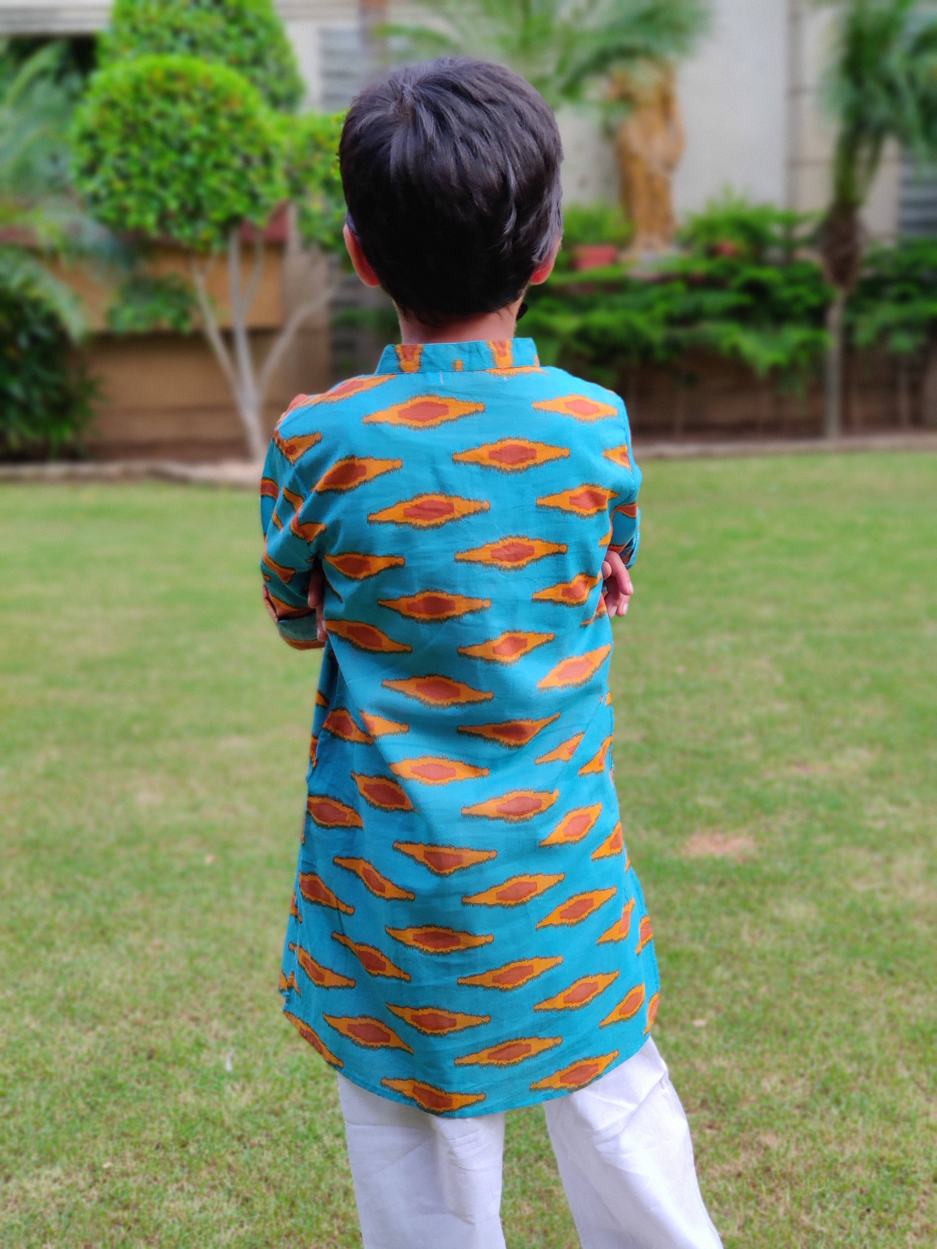 Boy Kurta Blue Ikat