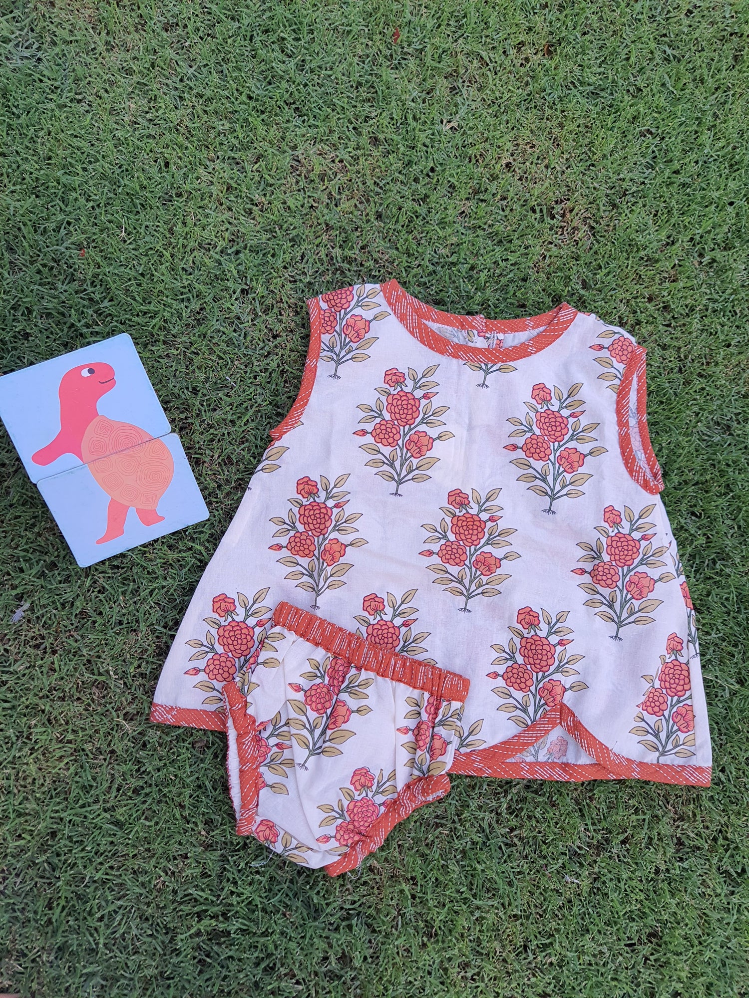Mughal Rust - Infant Baby Dress With Shorts