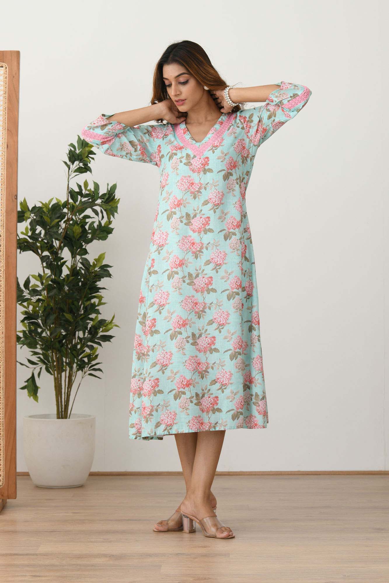 Dress Short Women Floral Bloom