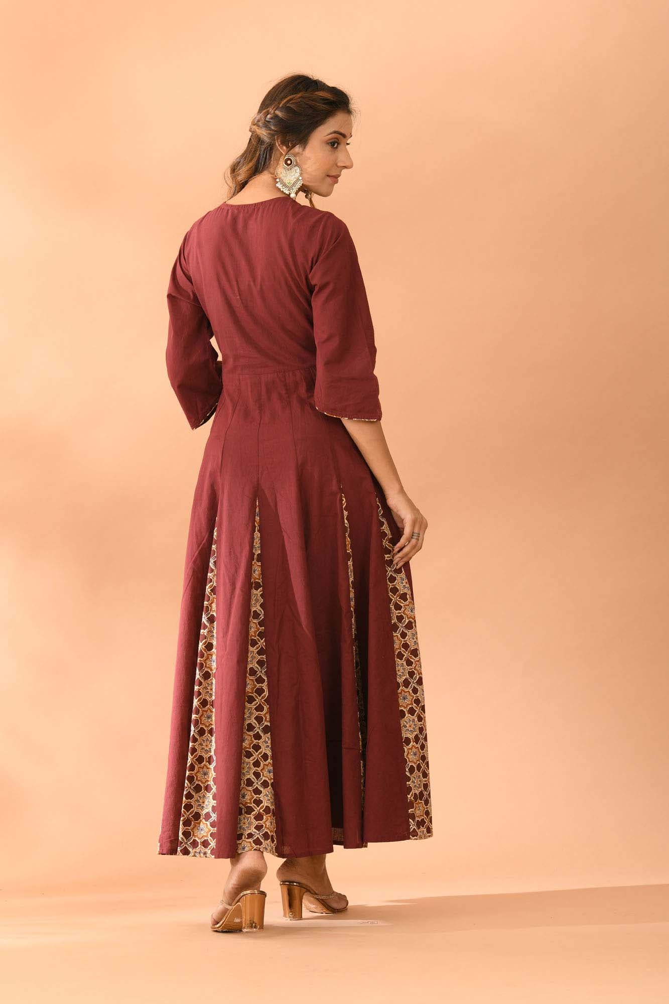 Kurta Long Women Kalidar Wine
