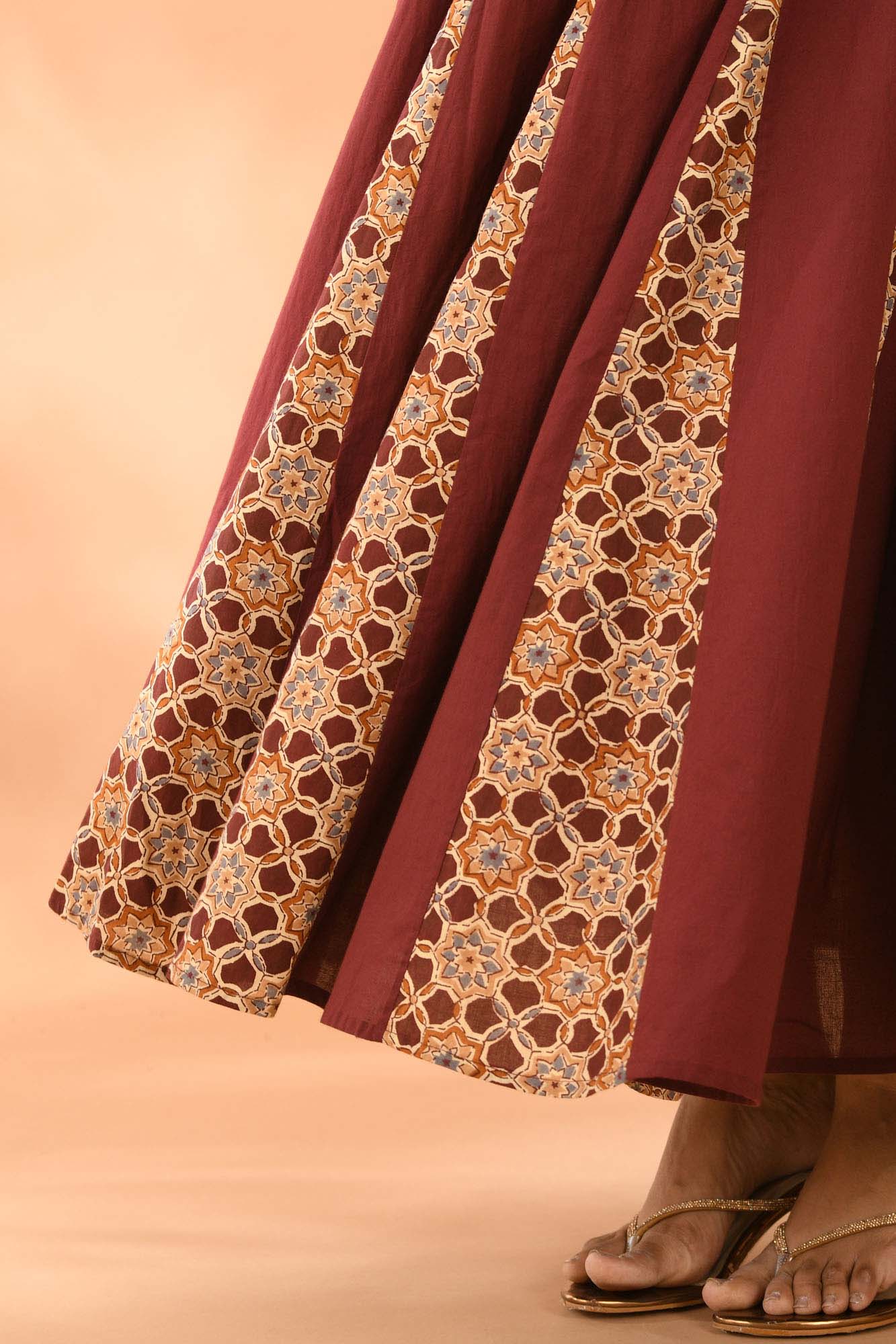 Kurta Long Women Kalidar Wine