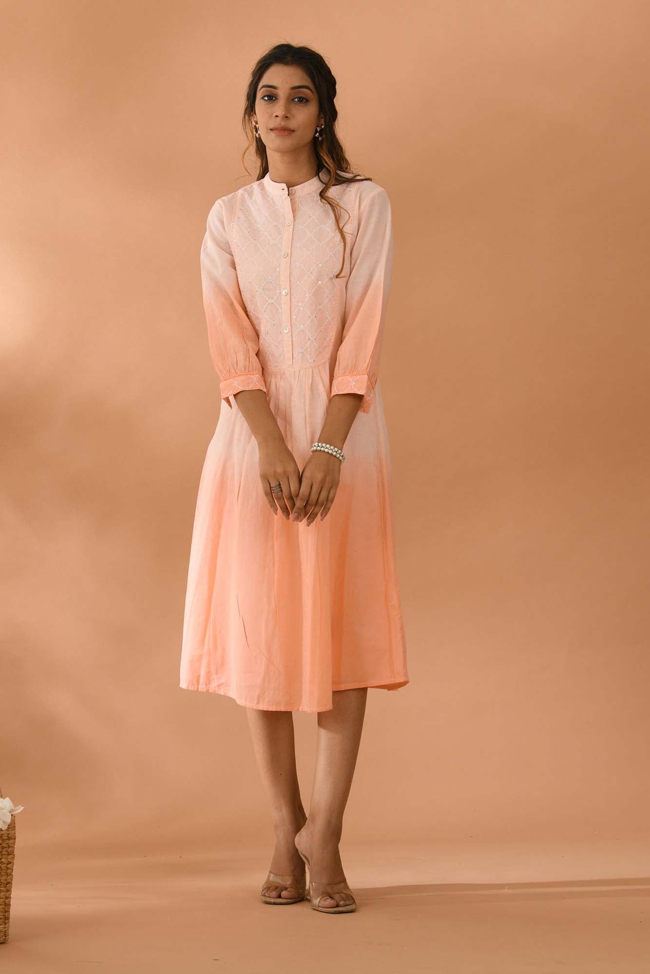 Women Peach Shaded Dress