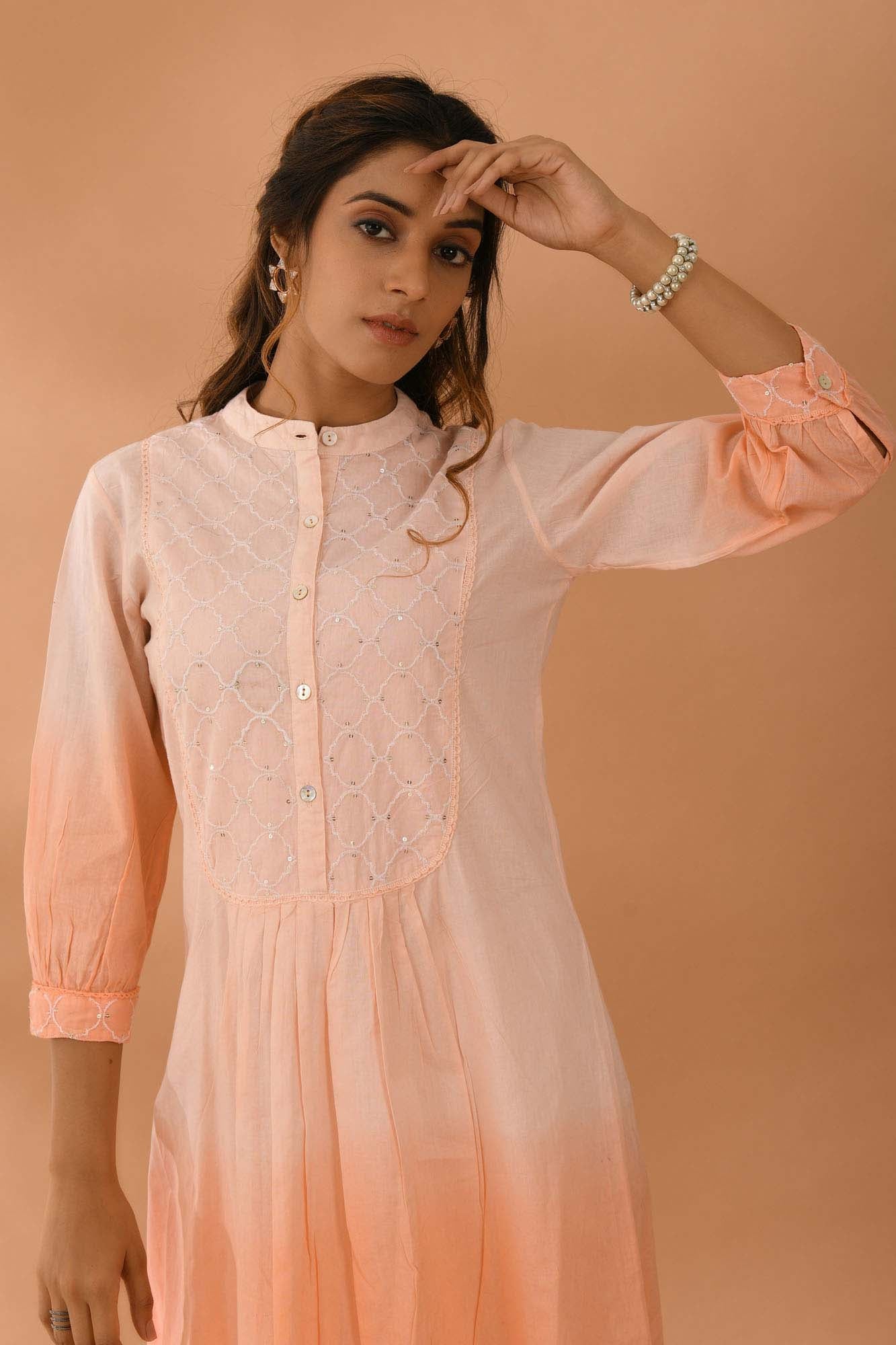 Women Peach Shaded Dress