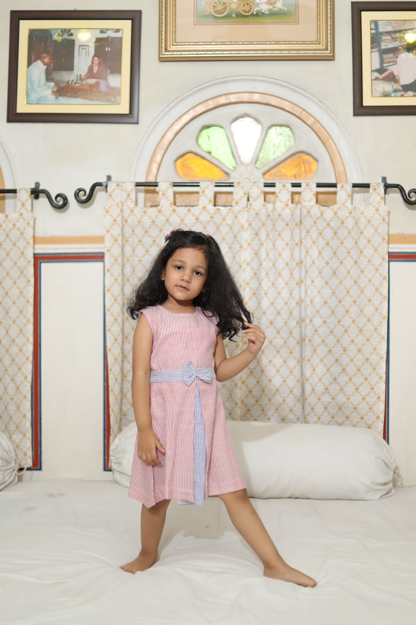 Girl Frock Red Stripes