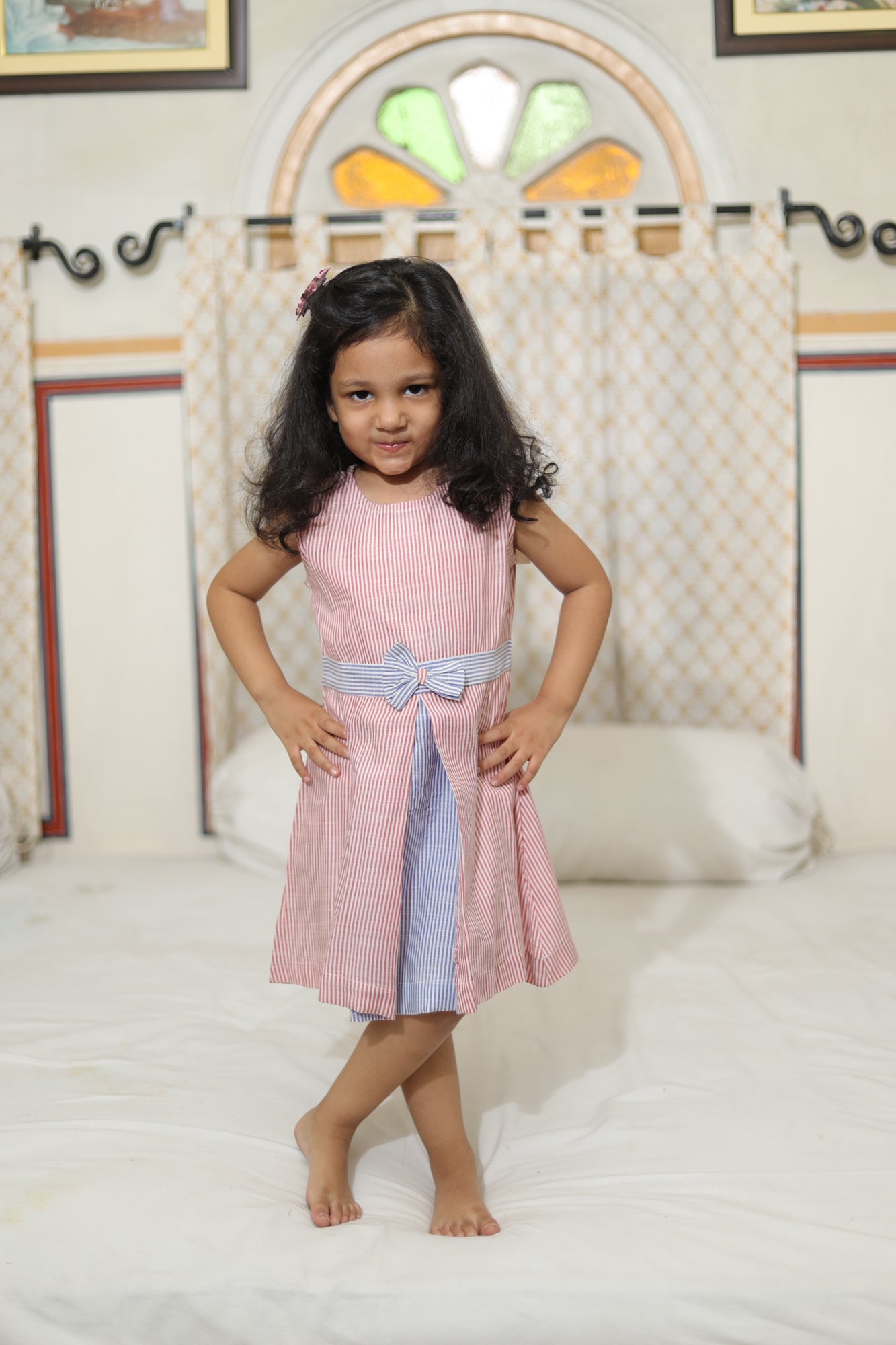Girl Frock Red Stripes