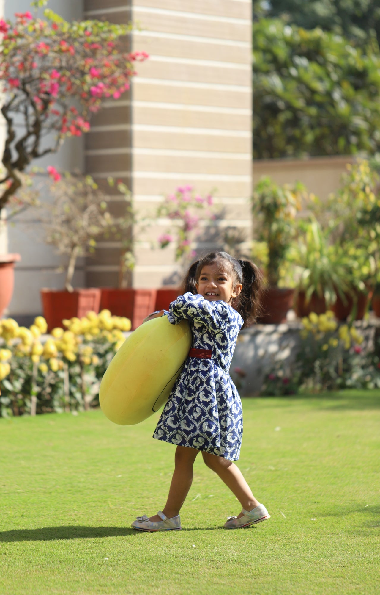 Girls Indigo Belted Frock