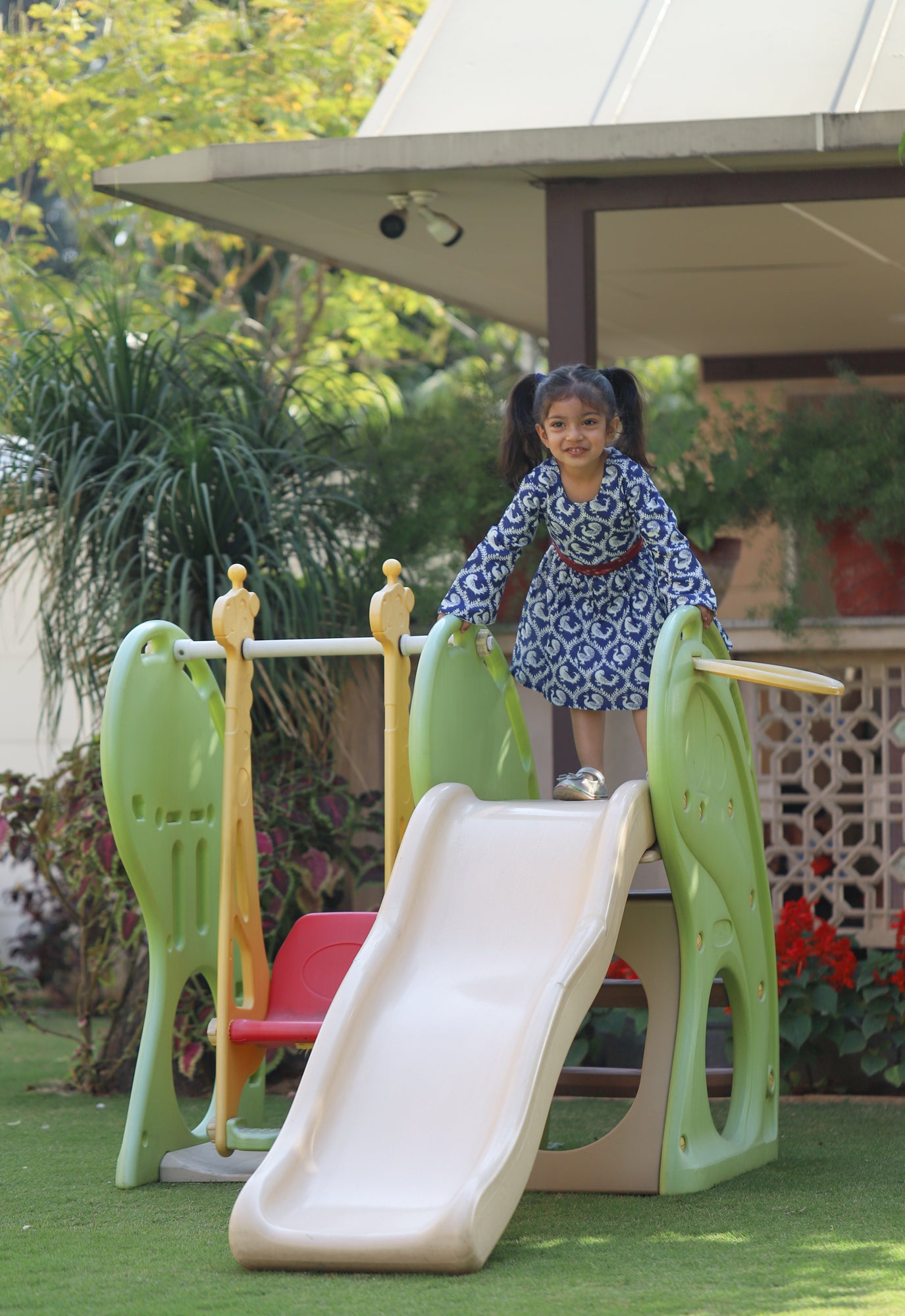 Girls Indigo Belted Frock