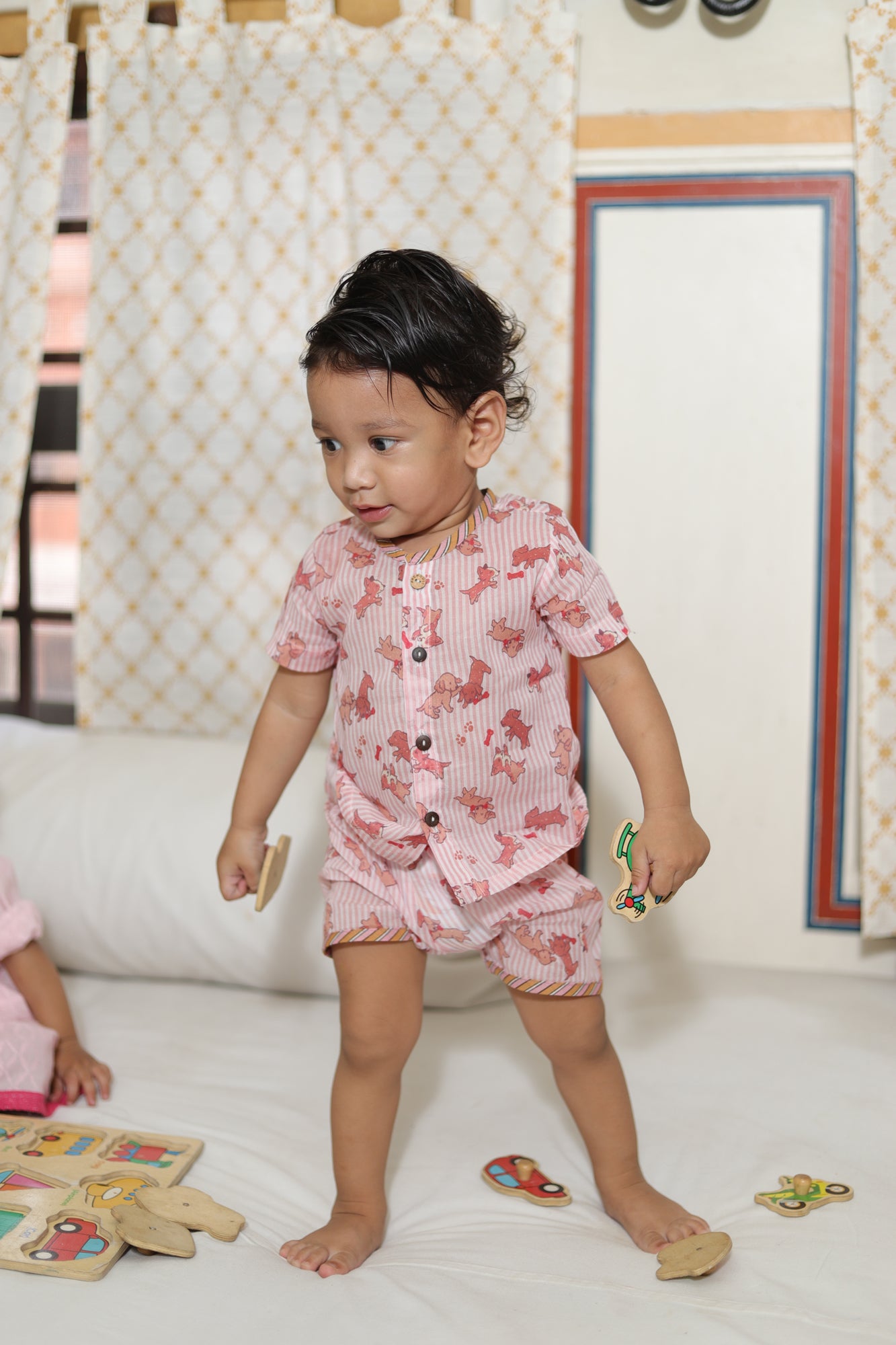 Infant Top With Shorts Pink Safari