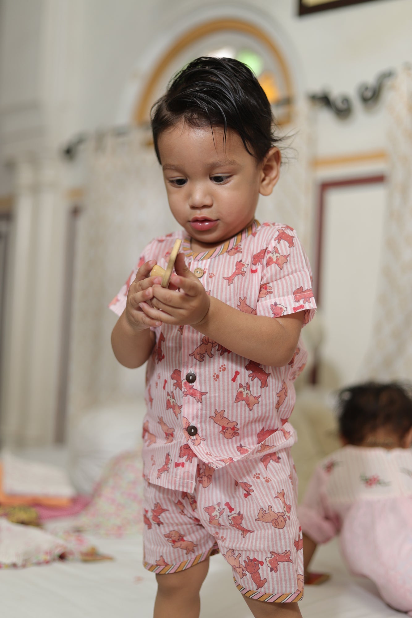 Pink Safari Infant Top With Shorts