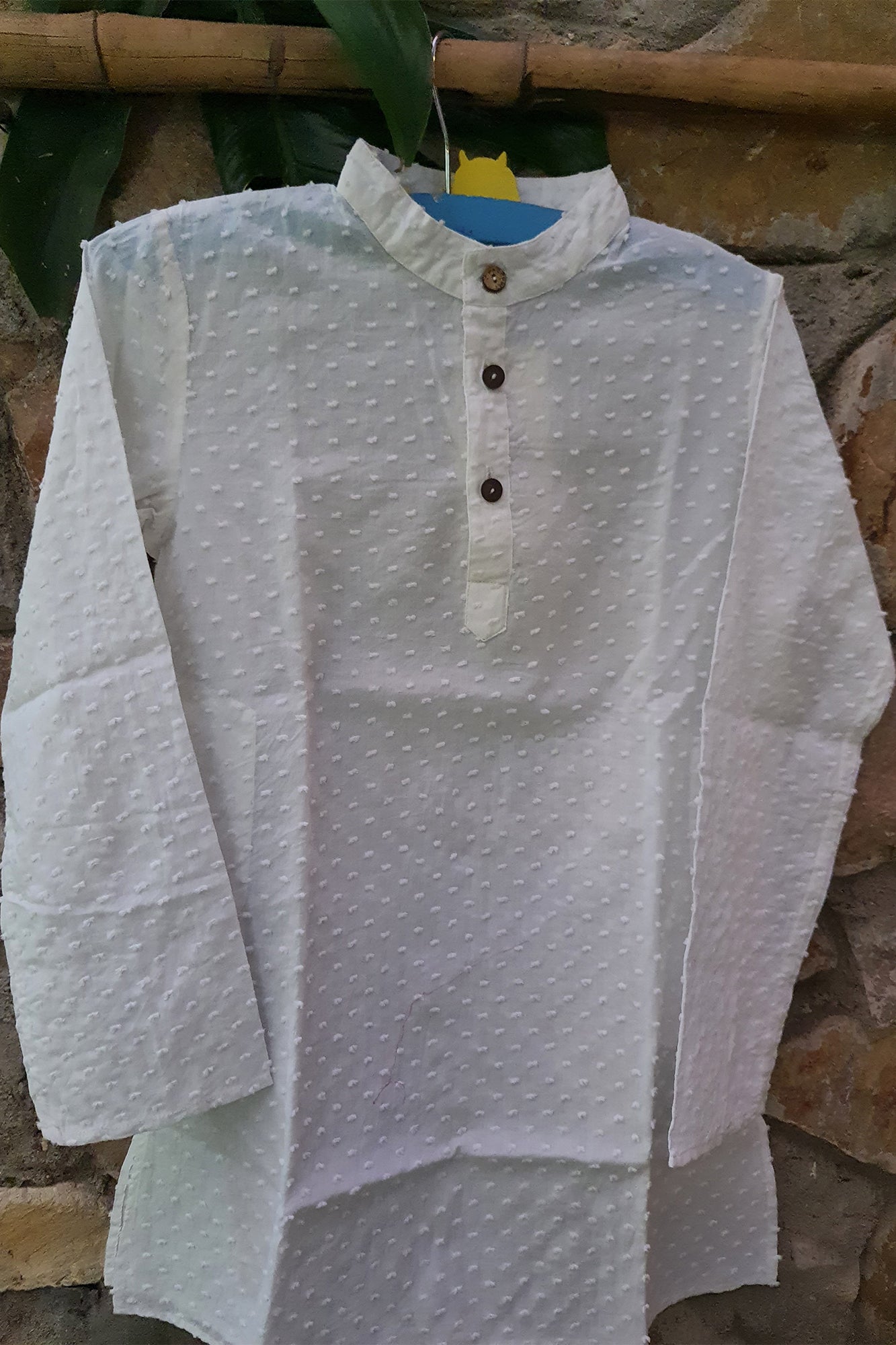 Boys White Small Dobby Kurta
