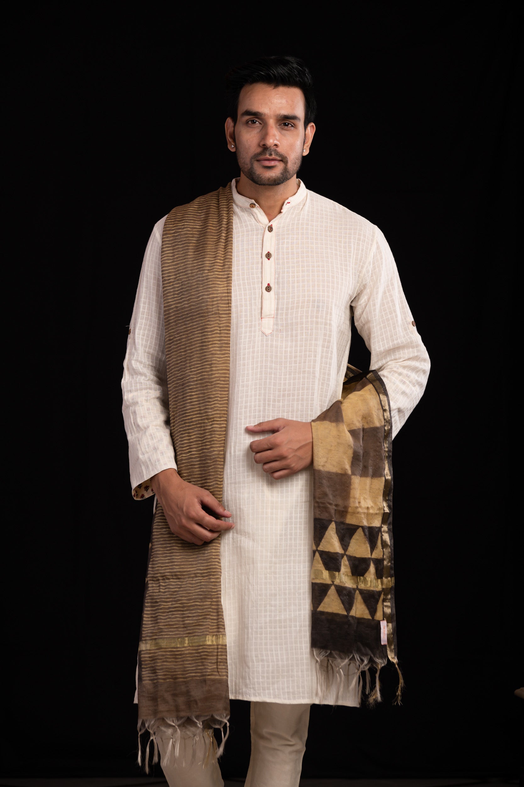 Men Brown Chanderi Stole