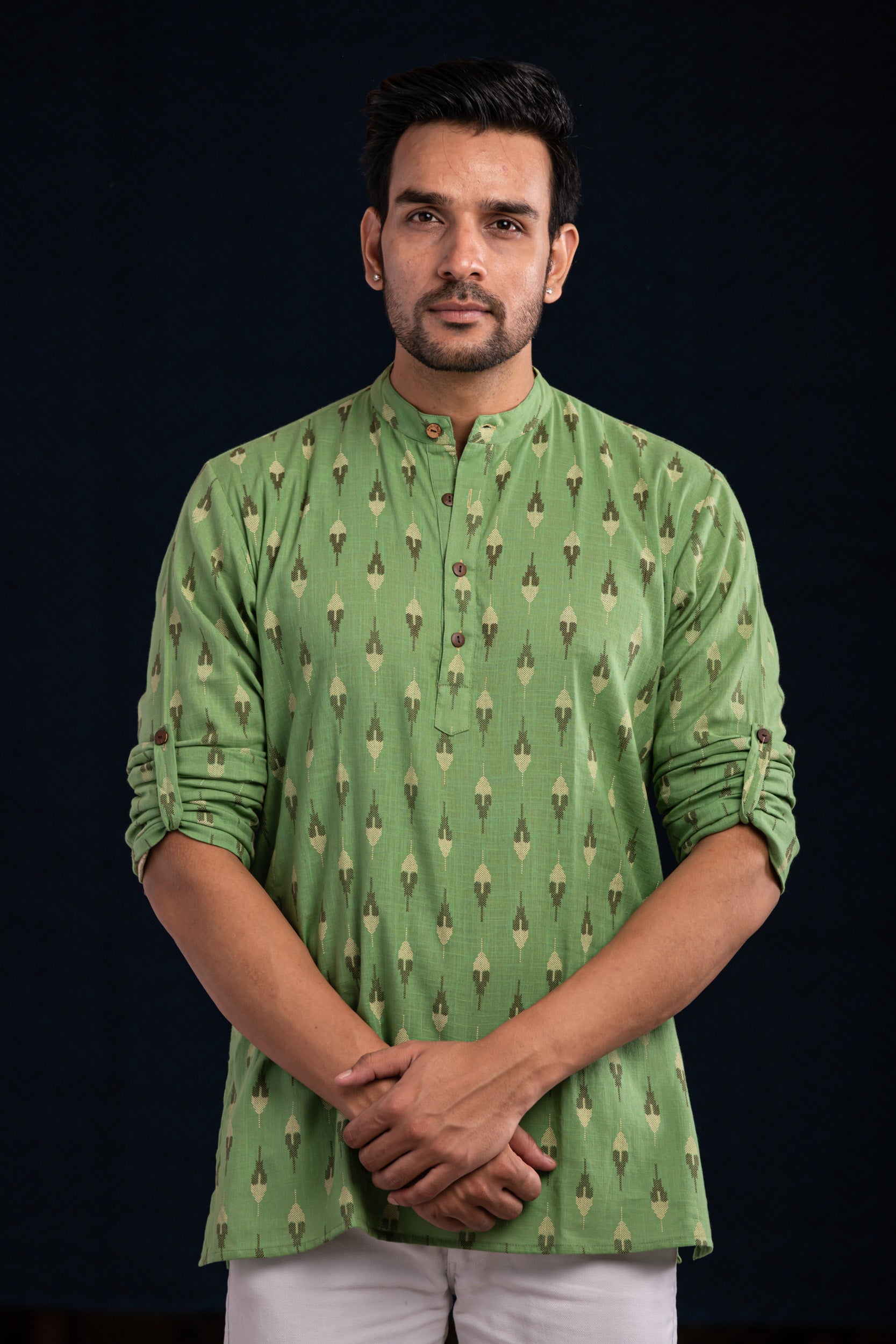 Ikat Green Short Kurta