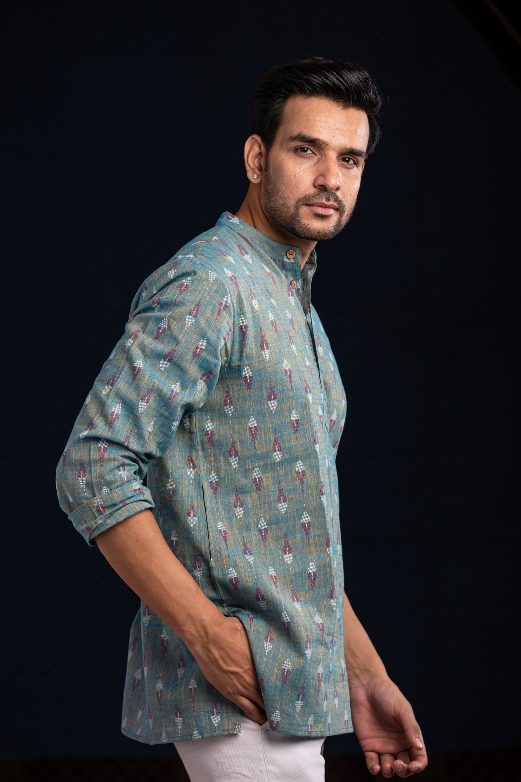 Ikat Blue Short Kurta